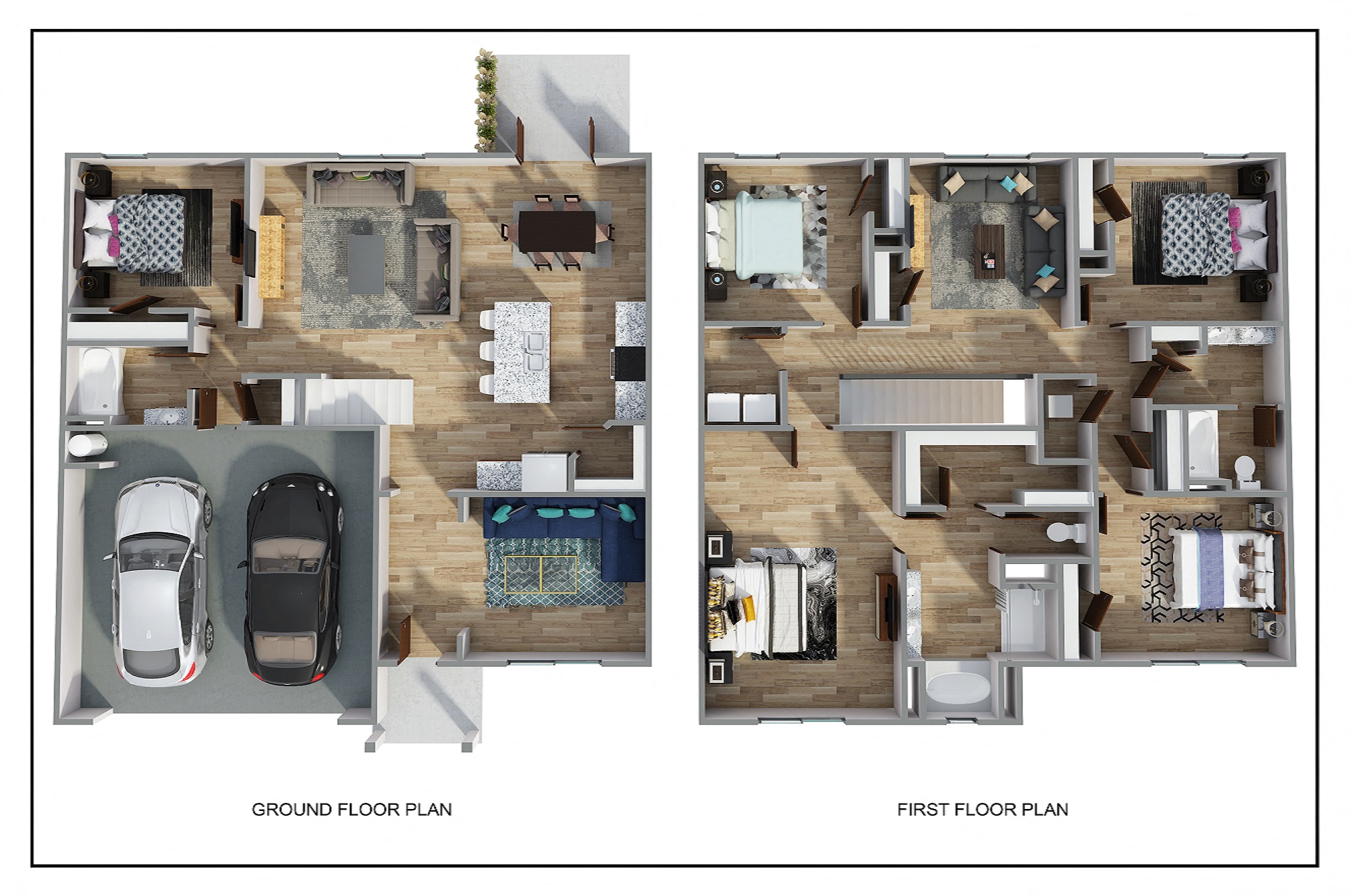 Floor plan for 5 beds, 3 baths, 2593 sqft